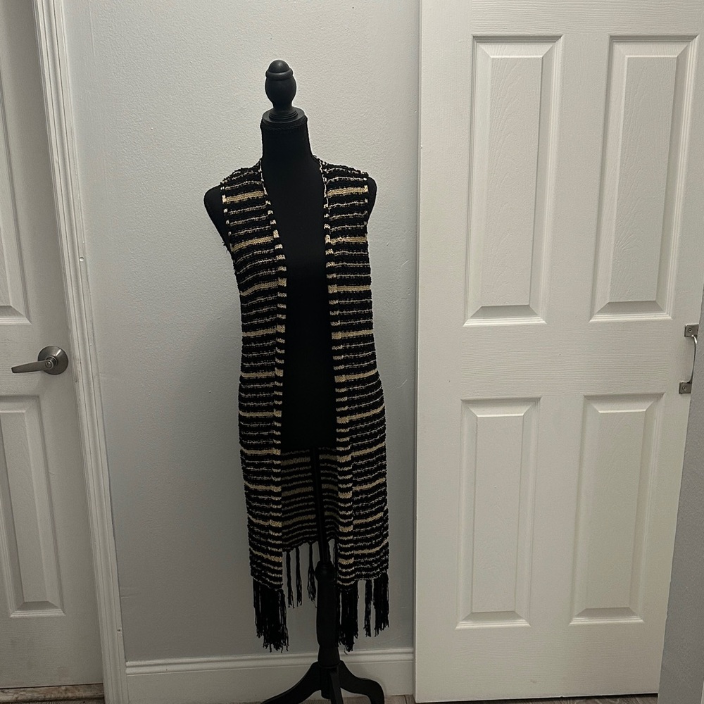 RXB Black and Cream Striped Long Blazer